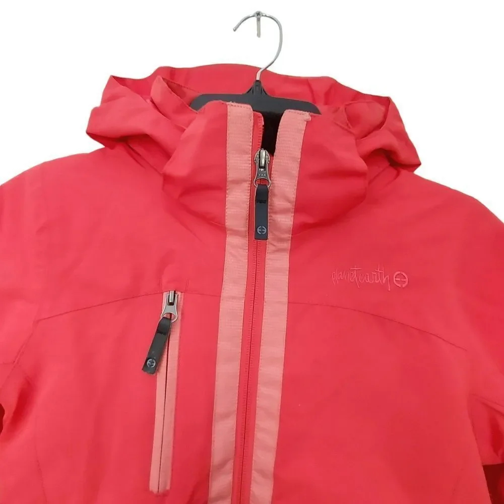 Planet Earth Snow Jacket Girls Small Orange Snowboarding Full Zip Insulated